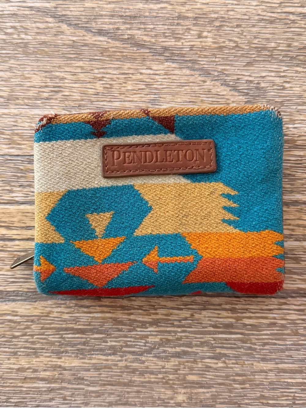 Pendleton Wool & Leather Wallet Southwestern Print